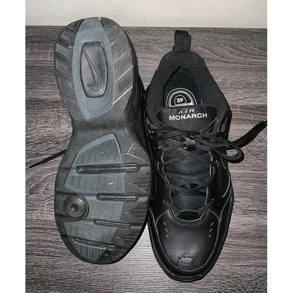 Nike Air Monarch Black Double Wide Running Shoes Men’s Size 10.5W 4E USED